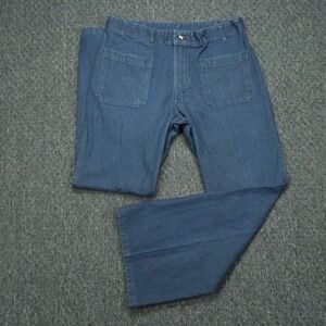 VINTAGE Seafarer Jeans Men 33x30 Blue Bell Bottom Wide Leg Navy Denim
